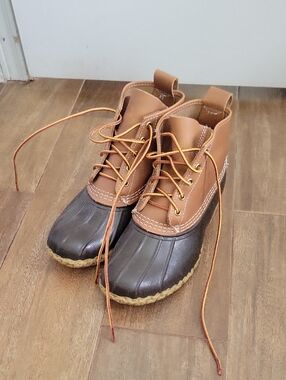 L.L. Bean Two-Tone Brown/Tan Leather Duck Boots